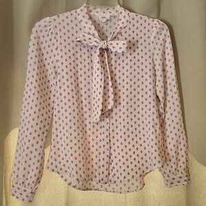 Have Fashion white & burgundy button down blouse
